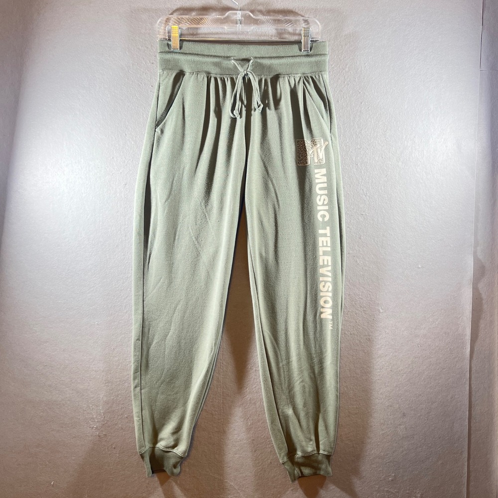 744 | MTV Music Television Graphic Jogger Sweatpants Sage Green Womens Small